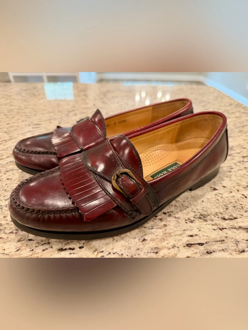 Cole Haan Shoes Men’s Size 10.5 D Burgundy Kiltie Monk Strap Loafers Italy 3516